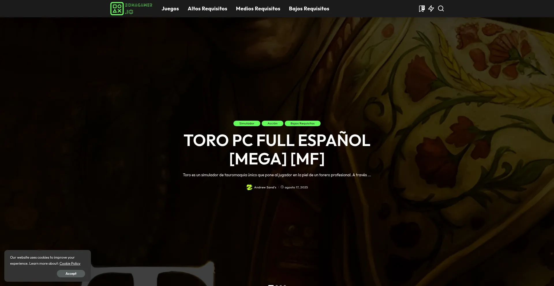 Website screenshot of Zonagamer.io