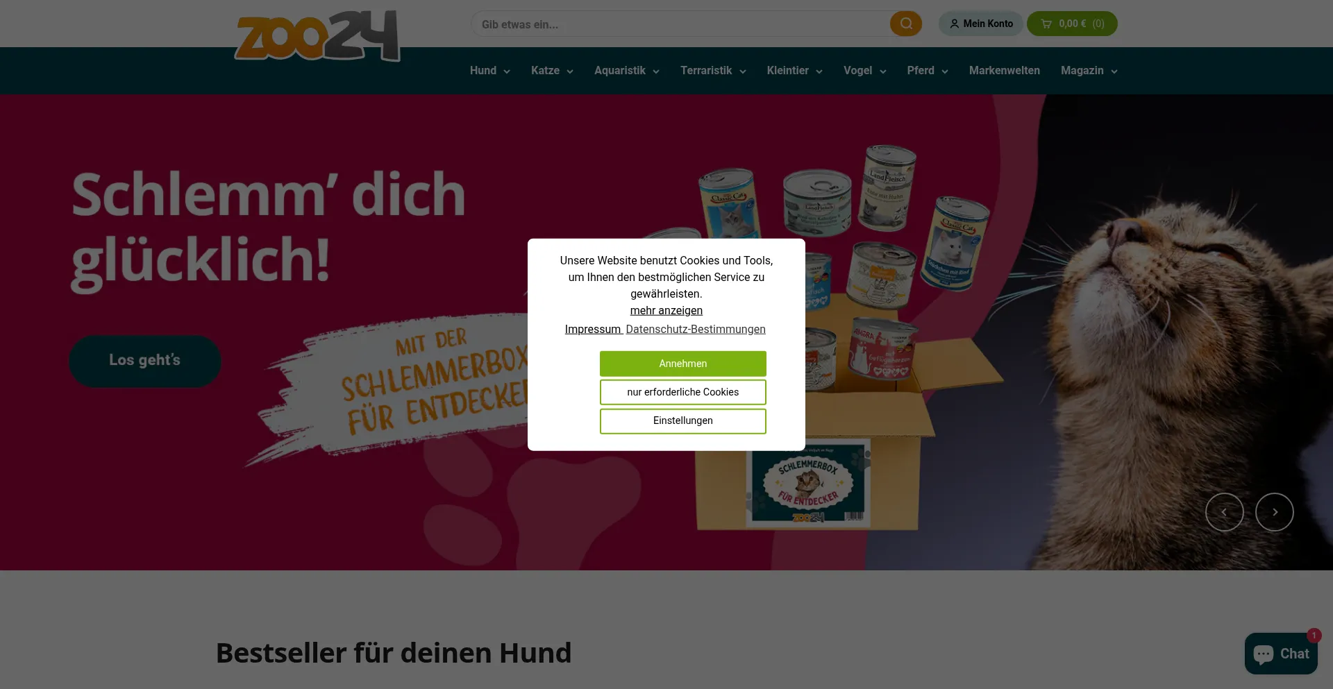 Website screenshot of Zoo24.de