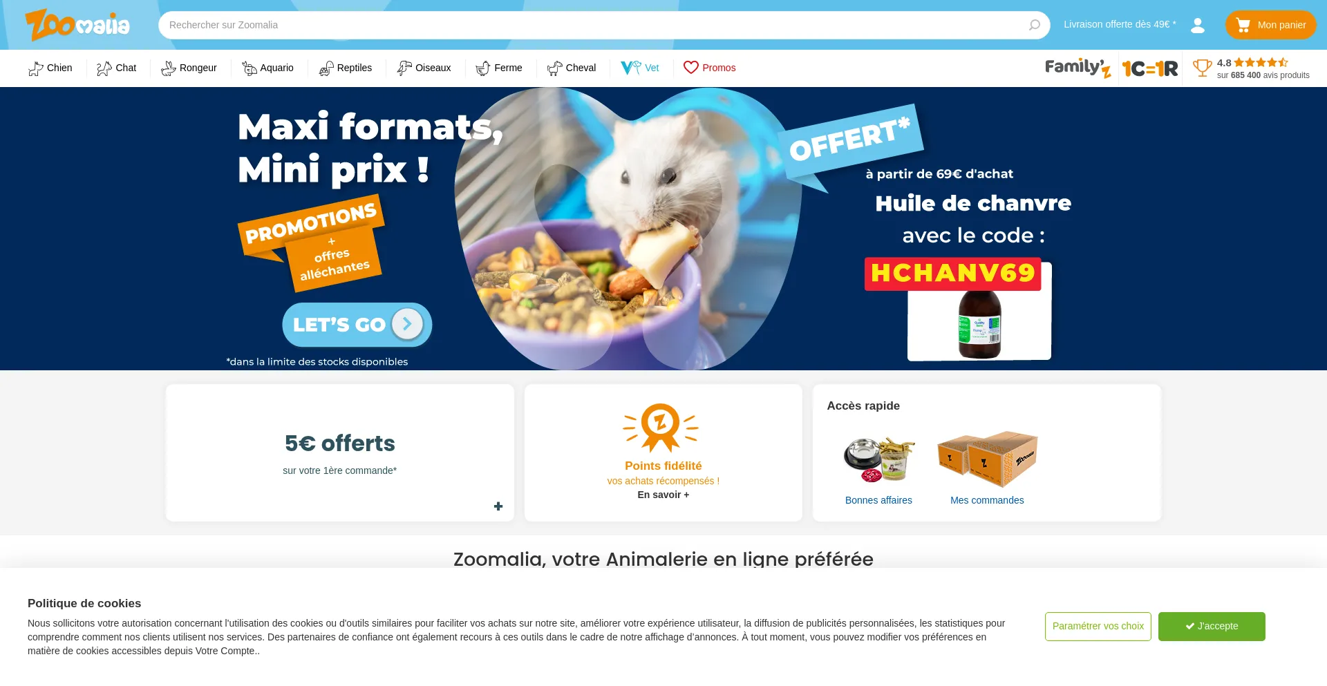 Website screenshot of Zoomalia.be