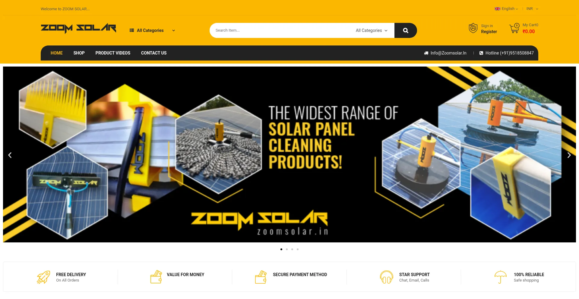Website screenshot of Zoomsolar.in