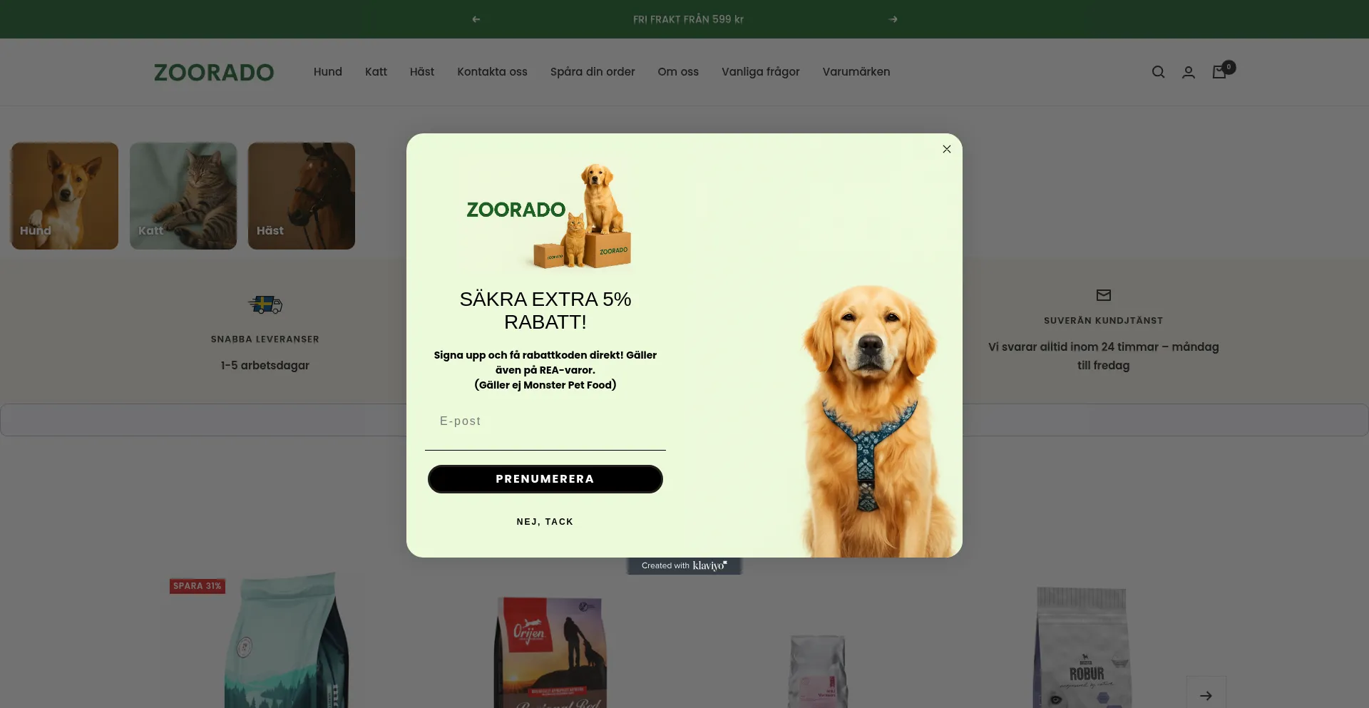 Website screenshot of Zoorado.se