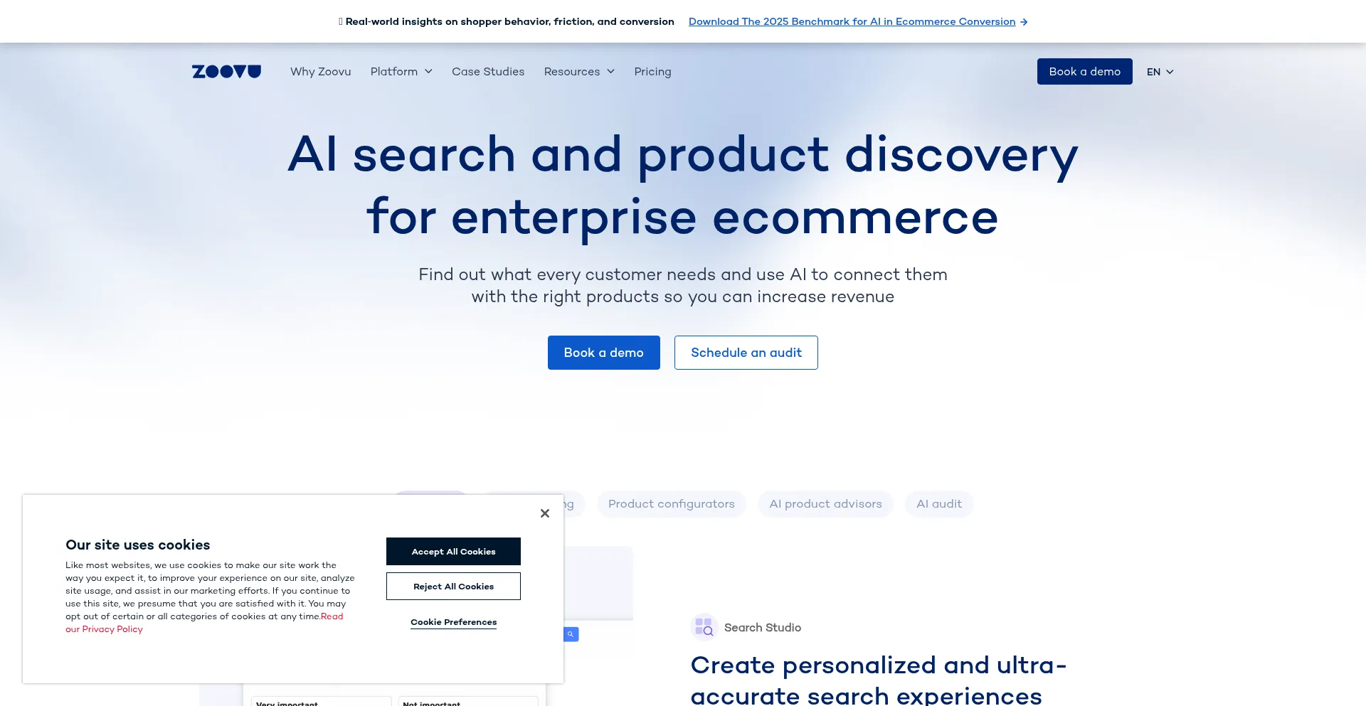 Website screenshot of Zoovu.com