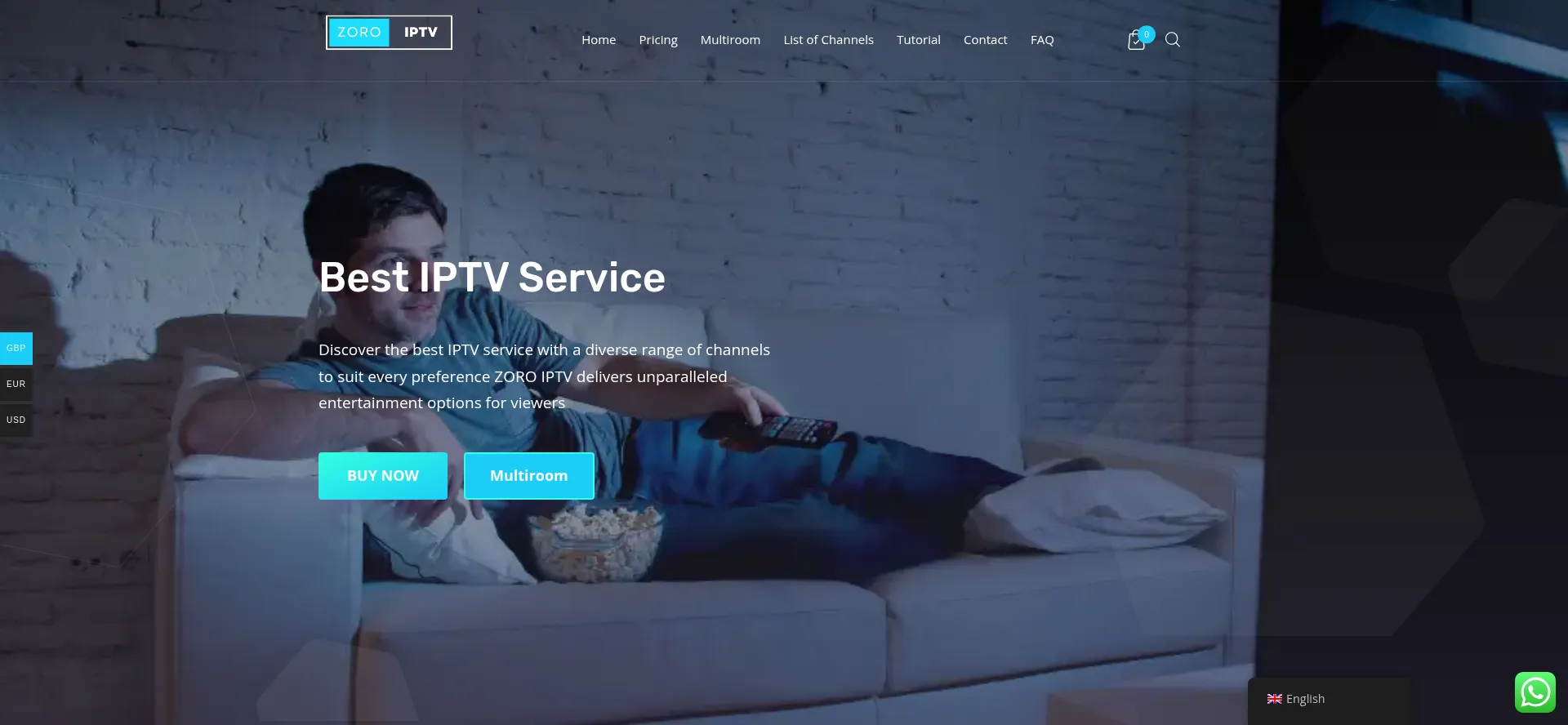 Website screenshot of Zoroiptv.com