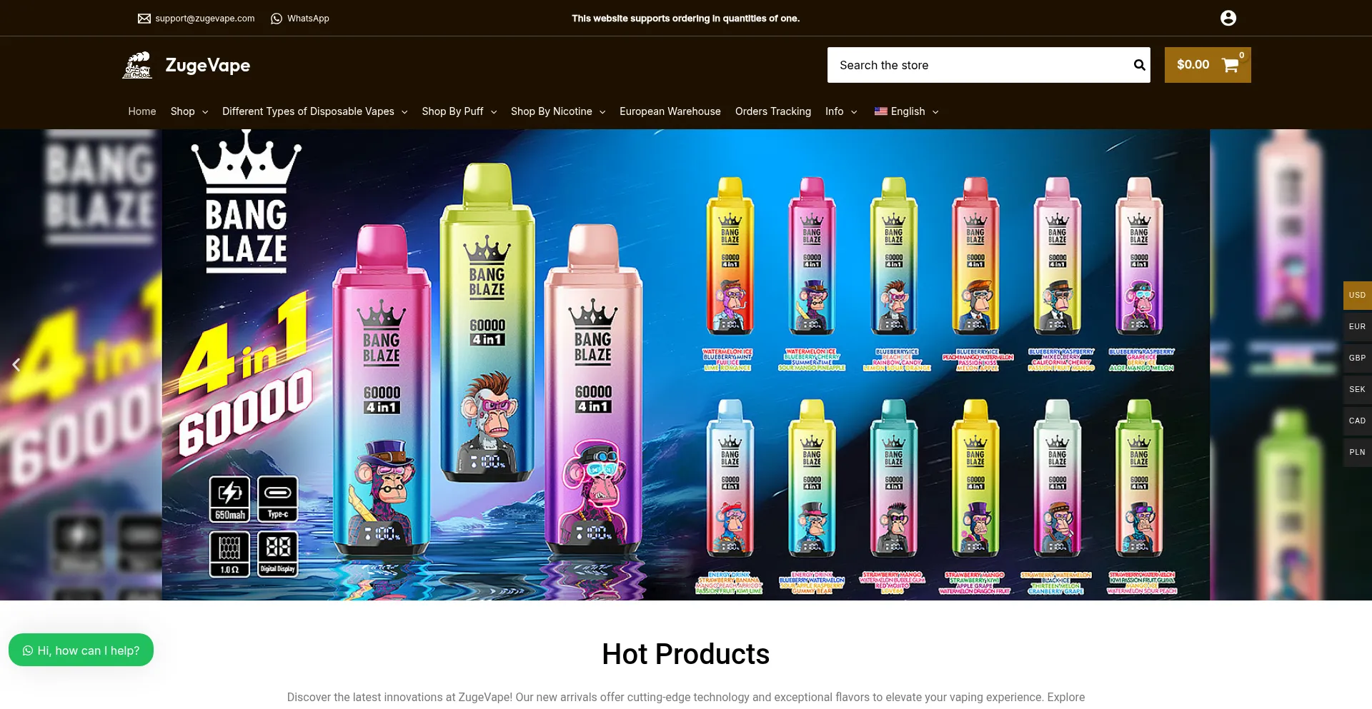 Website screenshot of Zugevape.com