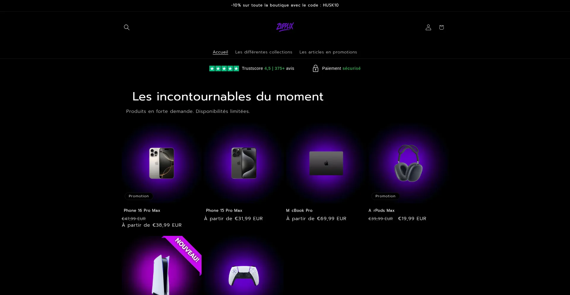 Website screenshot of Zupplix.fr