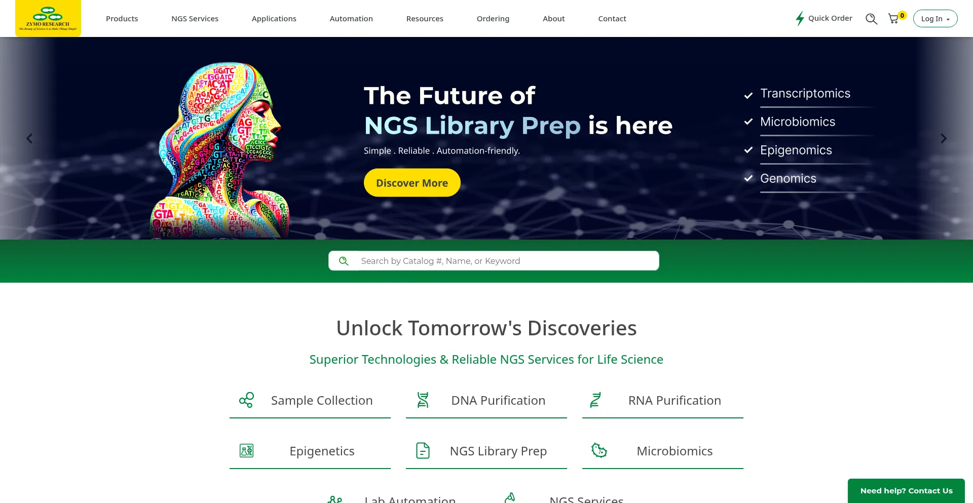 Website screenshot of Zymoresearch.com