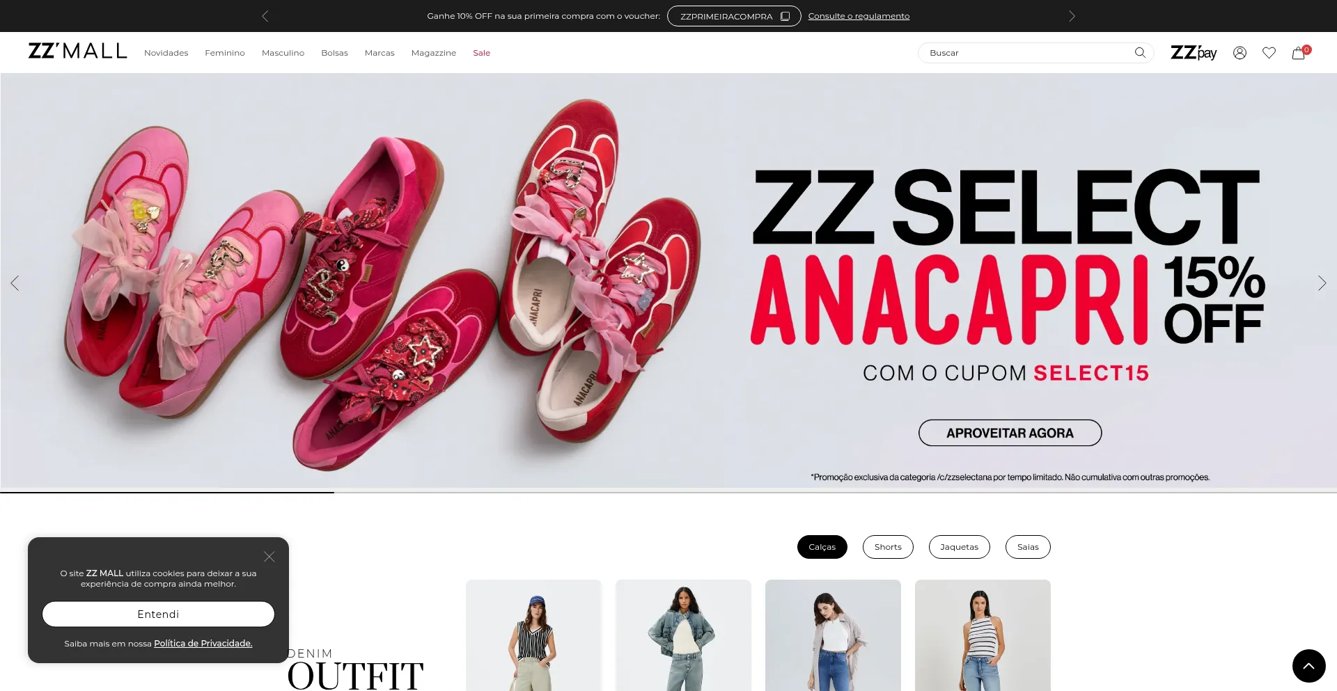 Website screenshot of Zzmall.com.br